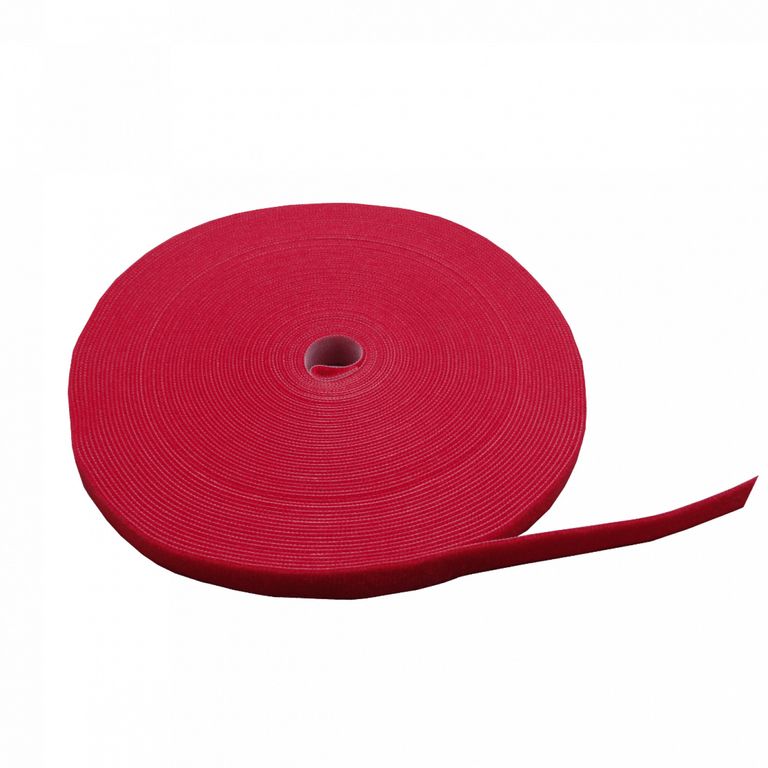 Amarra Velcro Clásica Doble Faz 25 Metros Rojo 20mm