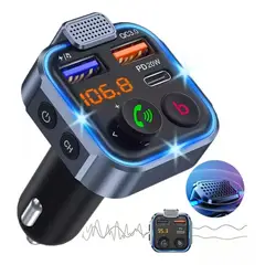 KUANGYE - Transmisor Bluetooth Fm De Auto Manos Libres Cargador 2 Usb