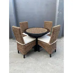 GENERICO - Comedor Redondo 4 Personas Rattan Natural