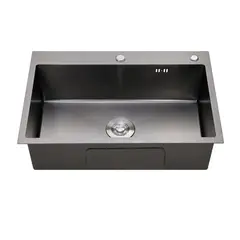 OEM - Lavaplatos Dekora 75X45Cm Negro 2Mm Empotrar Sobre O Bajo Cubierta