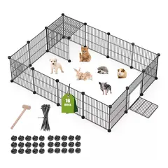 EVERSO - Jaula Corral Cerco Pequeñas Mascotas16 Paneles Armable