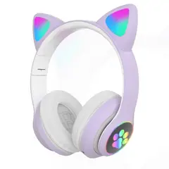 GENERICO - FONOS Inalámbricos Diseño de Gato con Efectos de Luz LILA