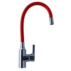 TAUMM - LLAVE MONOMANDO LAVAPLATO CUELLO FLEXIBLE ROJO