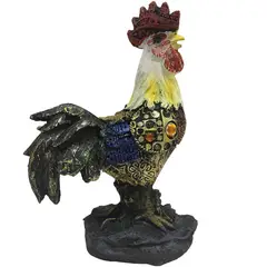 GENERICO - Figura Decorativa Adorno Gallo Multicolor Altura 20.5 cms