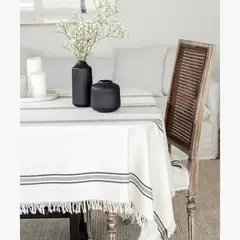 LOUNGE - Mantel Con Líneas 180 X 300 Cm Blanco