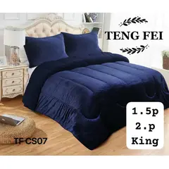 ANGELES DEL HOGAR - Cobertor Plush Con Chiporro Ten Fei Plaza y Media Azul Marino