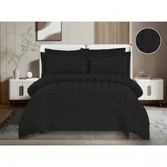 GENERICO - Cubrecama Premium de Algodón con Pompon 2 plazas Color Negro