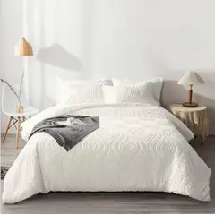 GENERICO - Cubrecama Premium de Algodón con Relieve King Color Blanco
