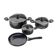 WENS - BATERIA DE COCINA 7 PZ ALUMINIO PRENSADO FIRENZE NEGRO