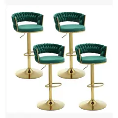 CORI CORI - Pack 4 Taburetes Queen Velvet Gold Verde.