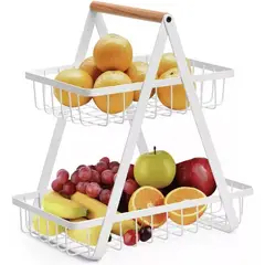 GENERICO - Frutera Panera Rack Organizador Metal 2 Niveles Rectangular