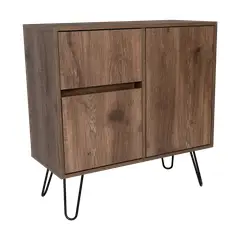 FMFURNITURE - Arrimo 2 Puertas y 1 Cajon - Café Oscuro 80x80x35 cm