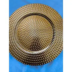 TERRA ESTILO - 6 Platos Bases Dorados textura puntitos