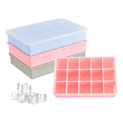 PASTELERIUSCL - 4 Cubetas De Hielo Cubetera de silicona de Hielo Moldes Con tapa 15cav