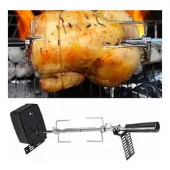 MUNDO MAGIA - Kit Spiedo Parrilla 8 Kg + Espada + Tenedor / Acero Inox