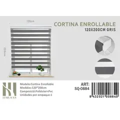 ANGELES DEL HOGAR - CORTINA ROLLER DUO 120 CM X 200 CM GRIS