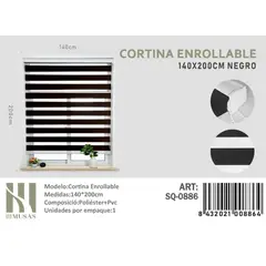 ANGELES DEL HOGAR - CORTINA ROLLER DUO 140 CM X 200 CM NEGRO