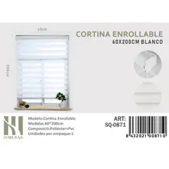 ANGELES DEL HOGAR - CORTINA ROLLER DUO 60 CM X 200 CM BLANCO