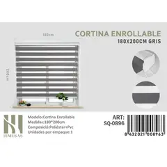 ANGELES DEL HOGAR - CORTINA ROLLER DUO 180 CM X 200 CM GRIS