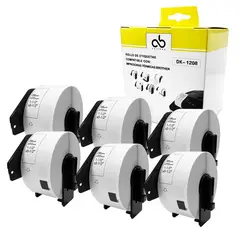 CELLBOX - Pack de 6 Rollos + Soporte Etiqueta DK 1208 - 38mm x 90mm