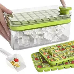 GENERICO - Bandeja De Cubitos De Hielo De Silicona 2 En 1 Con Tapa