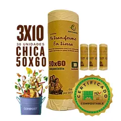 GENERICO - Bolsa Basura 50x60cm - 30 unds Biodegradable & Compostable.