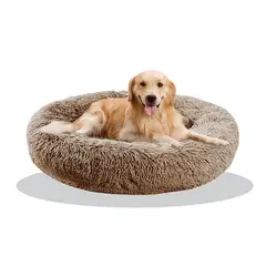 GENERICO - Cama Antiestrés Felpa para Mascotas Perros Gatos 80cm Marrón