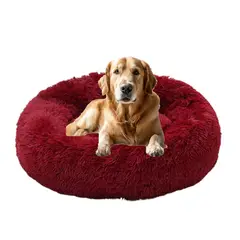 MASCO TODO - Cama Antiestrés Felpa para Mascotas Perros Gatos 80cm Rojo