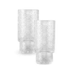 SANTU HOME & DECO - Set 2 Vasos Vidrio Relieve Flor Begonia 280ml