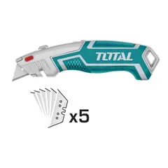 TOTAL - Cartonero Cuchillo Retráctil 180mm Con 5 Hojas