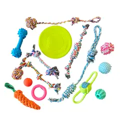 MASCO TODO - Set 15 Juguetes Mascotas Perro pelota dental, Cuerdas, Nudos