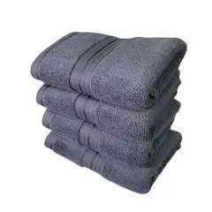 GENERICO - Pack 4 Toallas De Mano Algodon Gris Hotel Spa 75x34 Cm