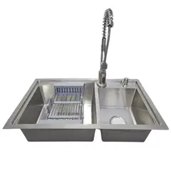 MODERN SPACE - Lavaplatos 78x43 Cm Plateado Rejilla Dispensador + Grifería