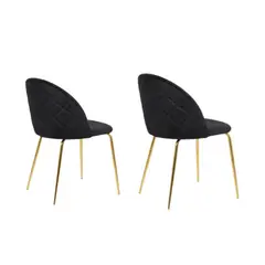 HABITA2 CHILE - Pack 2 Silla de terciopelo elegante living o comedor - Negro