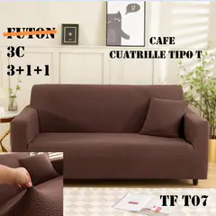GENERICO - Juego 3-1-1 fundas de sillon texturizada elasticado con diseños