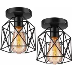 GENERICO - 2 Lámparas Colgante Metalica Jaula Lámpara De Techo Industrial