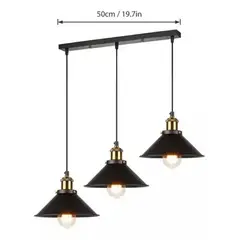 GENERICO - Lampara Techo Colgante Vintage Comedor 3 Cabezas Ajustable