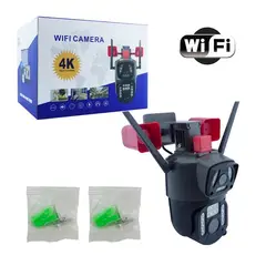 STARTECHOFFICE - Cámara Seguridad WiFi Doble Lente Sirena Baliza IP23 LED HD Visión Nocturna Detección Movimiento