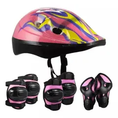 GENERICO - Casco + Set Protección Rodilleras Coderas Muñequeras