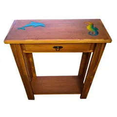 MARFELD MUEBLES - MESA DE ARRIMO CAFE CON GRABADO DE RESINA MARINO