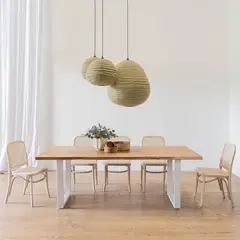 AMOBLE - Mesa De Comedor Montblanc Blanca Roble 220 Amoblé.
