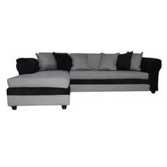 MUEBLERIA LATINA - ML SECCIONAL LINO MUSTANG GRANDE IZQUIERDO GRIS CLARO BRAZO FELPA NEGRO