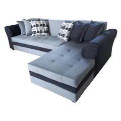 MUEBLERIA LATINA - ML SECCIONAL FELPA MUSTANG GRANDE DERECHO GRIS OSCURO BRAZO FELPA NEGRO