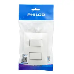 PHILCO - Interruptor Doble Pared Muro 250v 10a Blanco