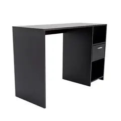 FMFURNITURE - Escritorio 1 Cajon 2 Repisas Negro 73x110x43.6 cm