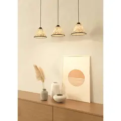 EGLO - Lámpara Colgante Oxpark Acero Hojas de Bambú E27 3X25W IP20 Cod43943