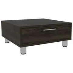 FMFURNITURE - Mesa De Centro 1 Cajón - Café Oscuro 26.3x60x60 cm
