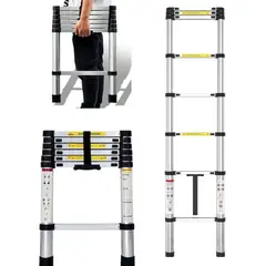 GENERICO - Escalera Retractil Telescopica Portatil Aluminio 2.6 Metros