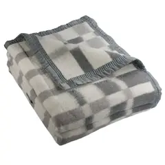 ANDES - FRAZADA 50% LANA CUADROS GRIS 15 PLAZA