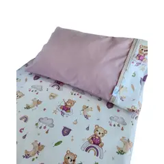 GENERICO - Sábana Bajera para Colecho y Funda de Almohada Diseño Ositos Rosa